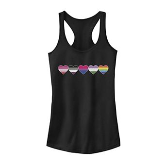 Juniors' Multi-Colored Striped Hearts Tank Top