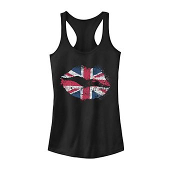 Juniors' Union Jack Lips Tank Top