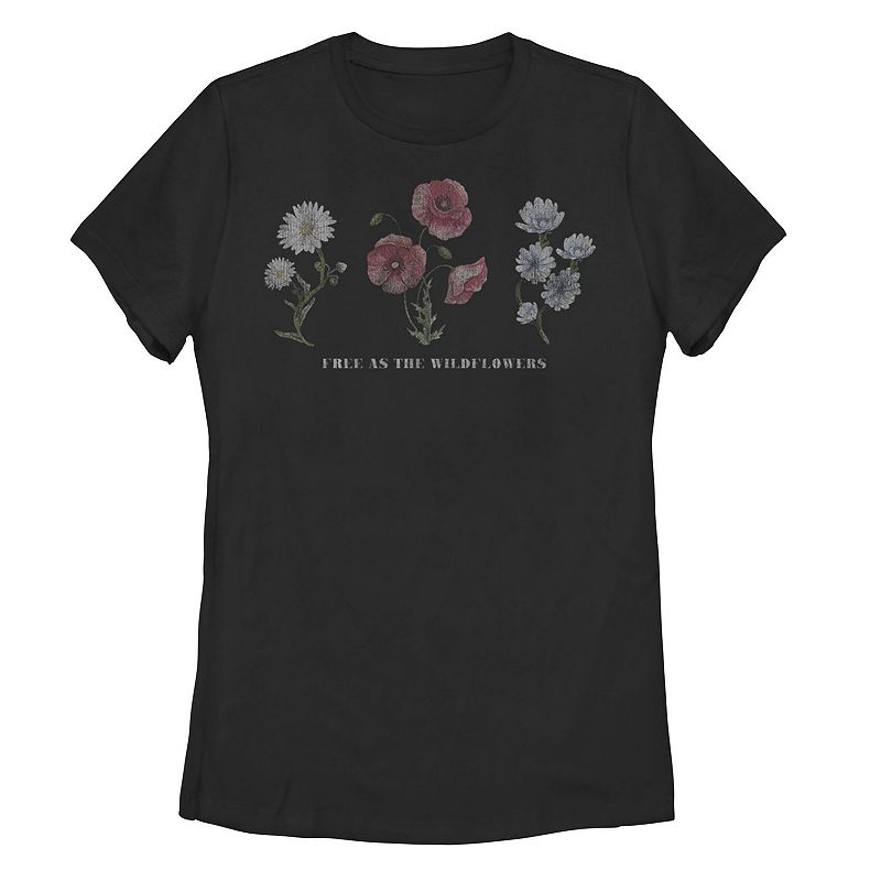 Juniors Free as the Wildflowers Tee, Girls, Size: Small, Black