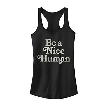 Juniors' "Be a Nice Human" Tank Top