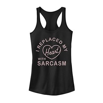 Juniors' "I Replaced My Heart With Sarcasm" Tank Top