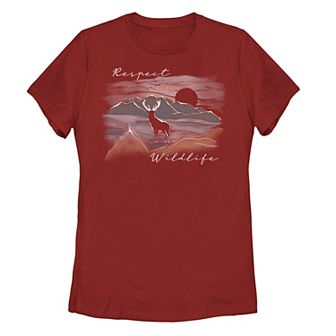 Juniors' Respect Wildlife Nature Silhouette Graphic Tee