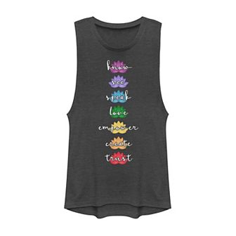 Juniors' Fifth Sun Chakra Lotuses Muscle Tank Top