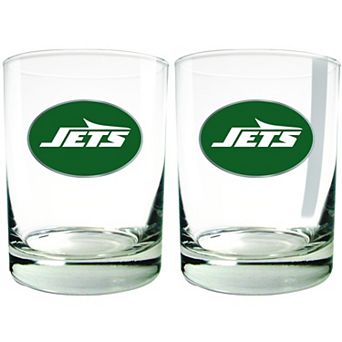 New York Jets 2 pc Rocks Glass Set