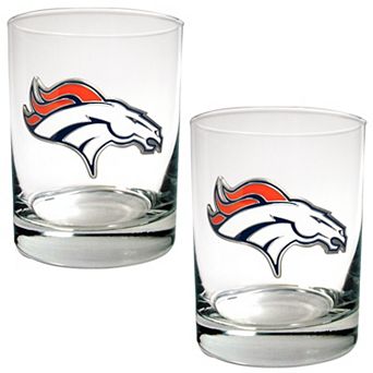 Denver Broncos 2 pc Rocks Glass Set