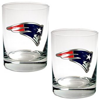 New England Patriots 2 pc Rocks Glass Set