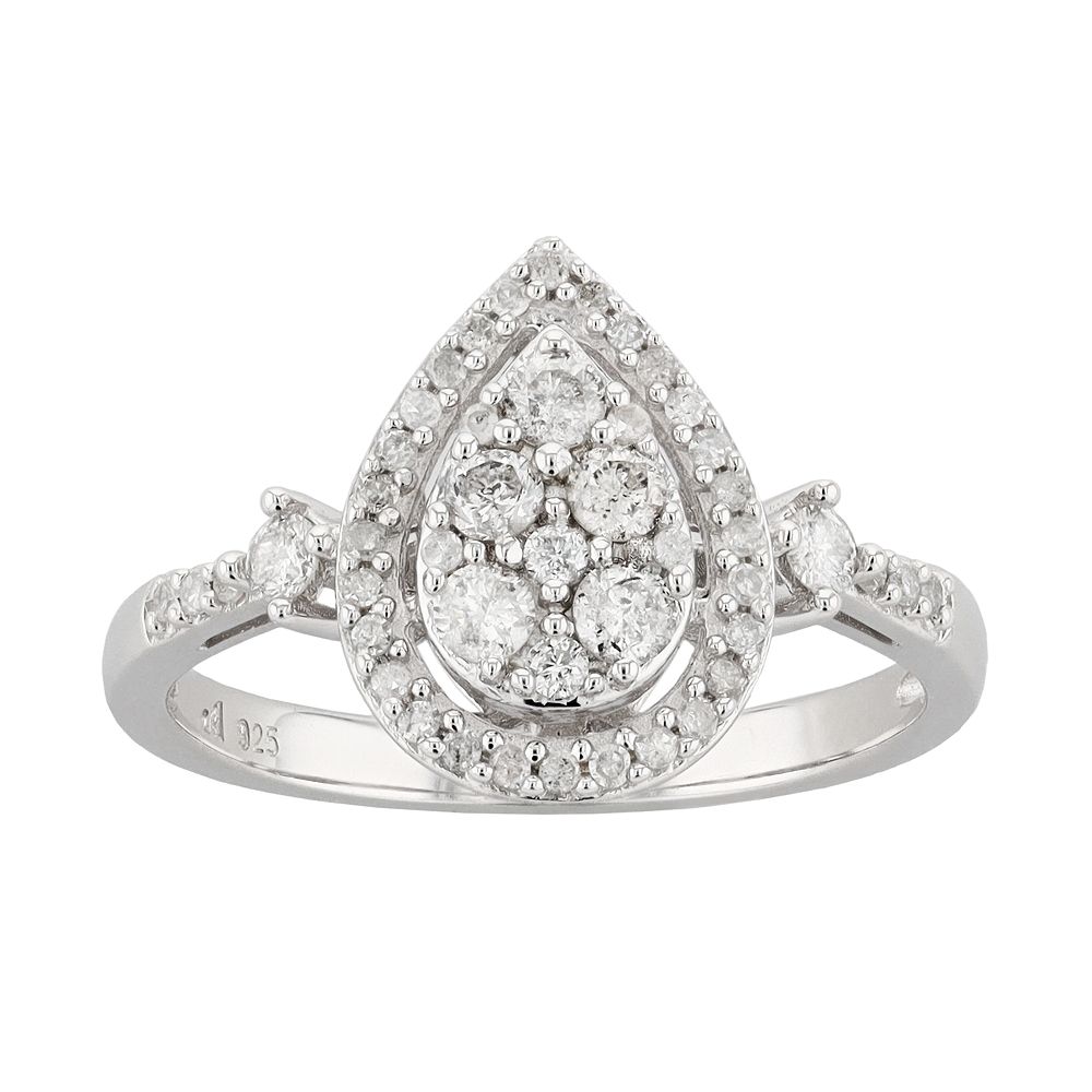 LeRose by Lexi and Rose Sterling Silver 1/2 Carat T.W. Diamond Teardrop ...