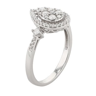 Sterling Silver 1/2 Carat T.W. Diamond Teardrop Cluster Ring