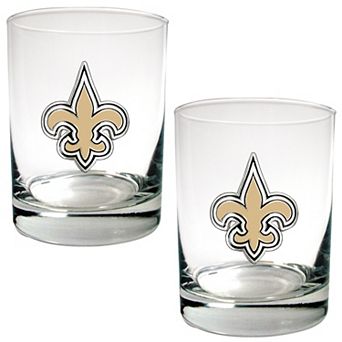 New Orleans Saints 2 pc Rocks Glass Set