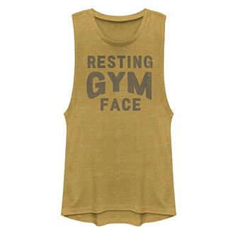 Juniors' "Resting Gym Face" Muscle Graphic Tank Top