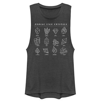 Juniors' Zodiac Sign Crystals Muscle Graphic Tank Top