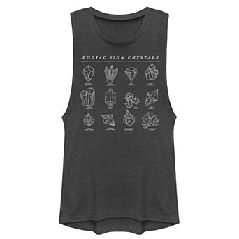 Juniors' Zodiac Sign Crystals Muscle Graphic Tank Top