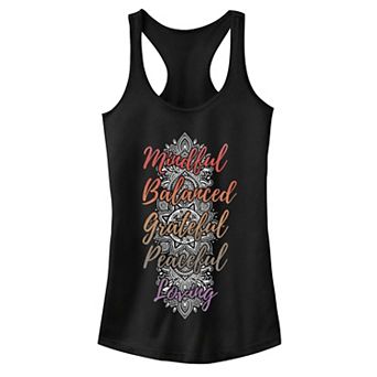 Juniors' "Mindful Balanced" Graphic Tank Top