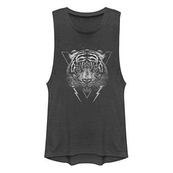 Juniors' Grunge Tiger Muscle Graphic Tank Top