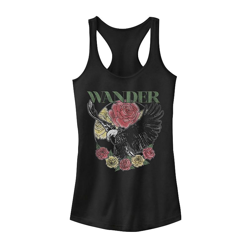 Juniors Wander Floral Eagle Tank Top, Girls, Size: XS, Black