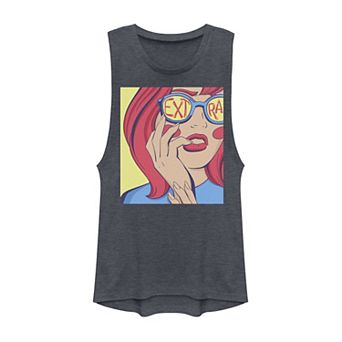 Juniors' Extra Pop Art Girl Muscle Tank Top