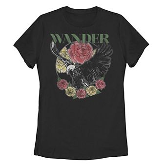 Juniors' Wander Floral Eagle Graphic Tee