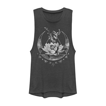 Juniors' Lotus Crescent Moon Muscle Tank Top