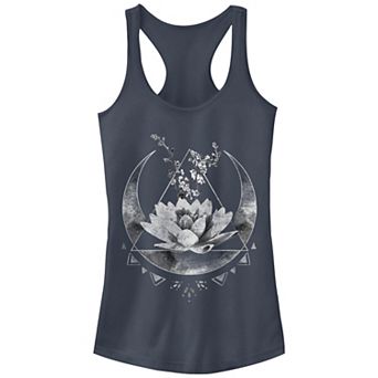 Juniors' Lotus Flower Crescent Moon Tank Top