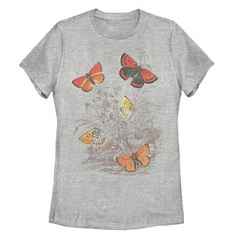 Juniors' Bright Butterflies Graphic Tee