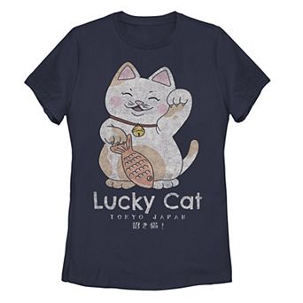 Juniors' Lucky Cat Tokyo Japan Graphic Tee