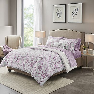 Madison Park Essentials Thelma Reversible Comforter Set with Bed Sheets and Throw Pillow