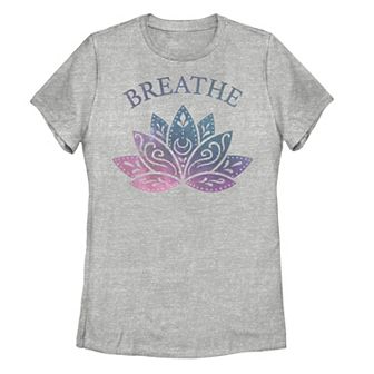 Juniors' "Breathe" Lotus Flower Graphic Tee