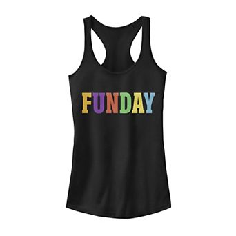 Juniors' "Funday" Multi-Color Letters Tank Top