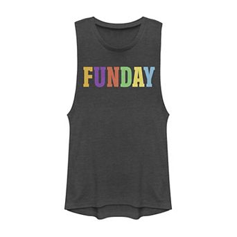 Juniors' "Funday" Multi-Color Letters Muscle Tank Top