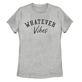 Juniors' "Whatever Vibes" Text Graphic Tee
