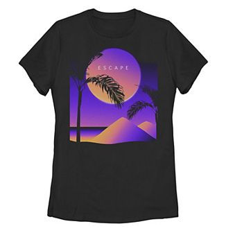 Juniors' "Escape" Neon Sun Graphic Tee
