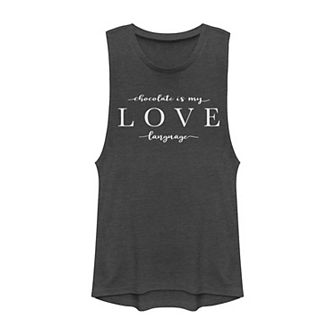 Juniors' "Chocolate Is My Love Language" Muscle Tank Top