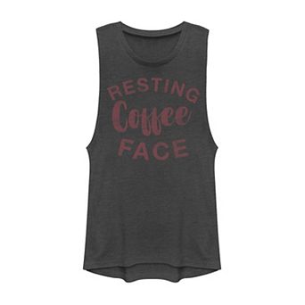 Juniors' "Resting Coffee Face" Muscle Tank Top