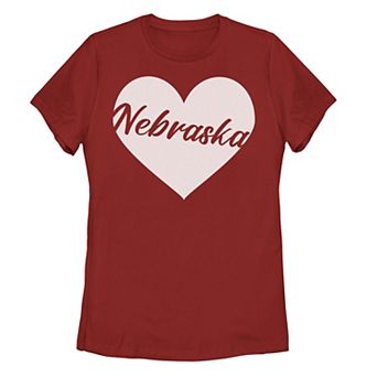 Juniors' "Nebraska" Heart Cutout Graphic Tee