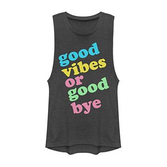 Juniors' "Good Vibes or Good Bye" Muscle Tank Top