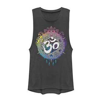 Juniors' Om Colorful Design Muscle Tank Top