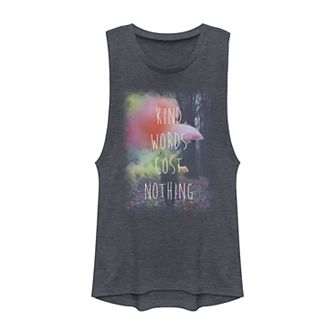 Juniors' "Kind Words Cost Nothing" Graphic Muscle Tank Top