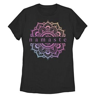 Juniors' "Namaste" Lotus Gradient Graphic Tee