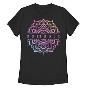 Juniors' "Namaste" Lotus Gradient Graphic Tee