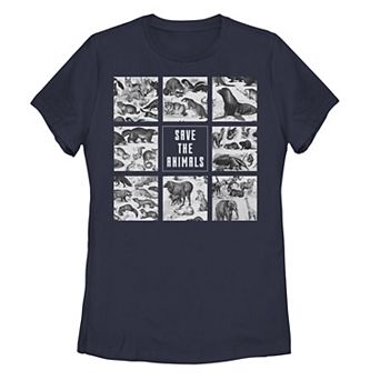 Juniors' Save The Animals Panel Graphic Tee