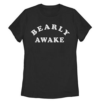Juniors' "Bearly Awake" Text Graphic Tee