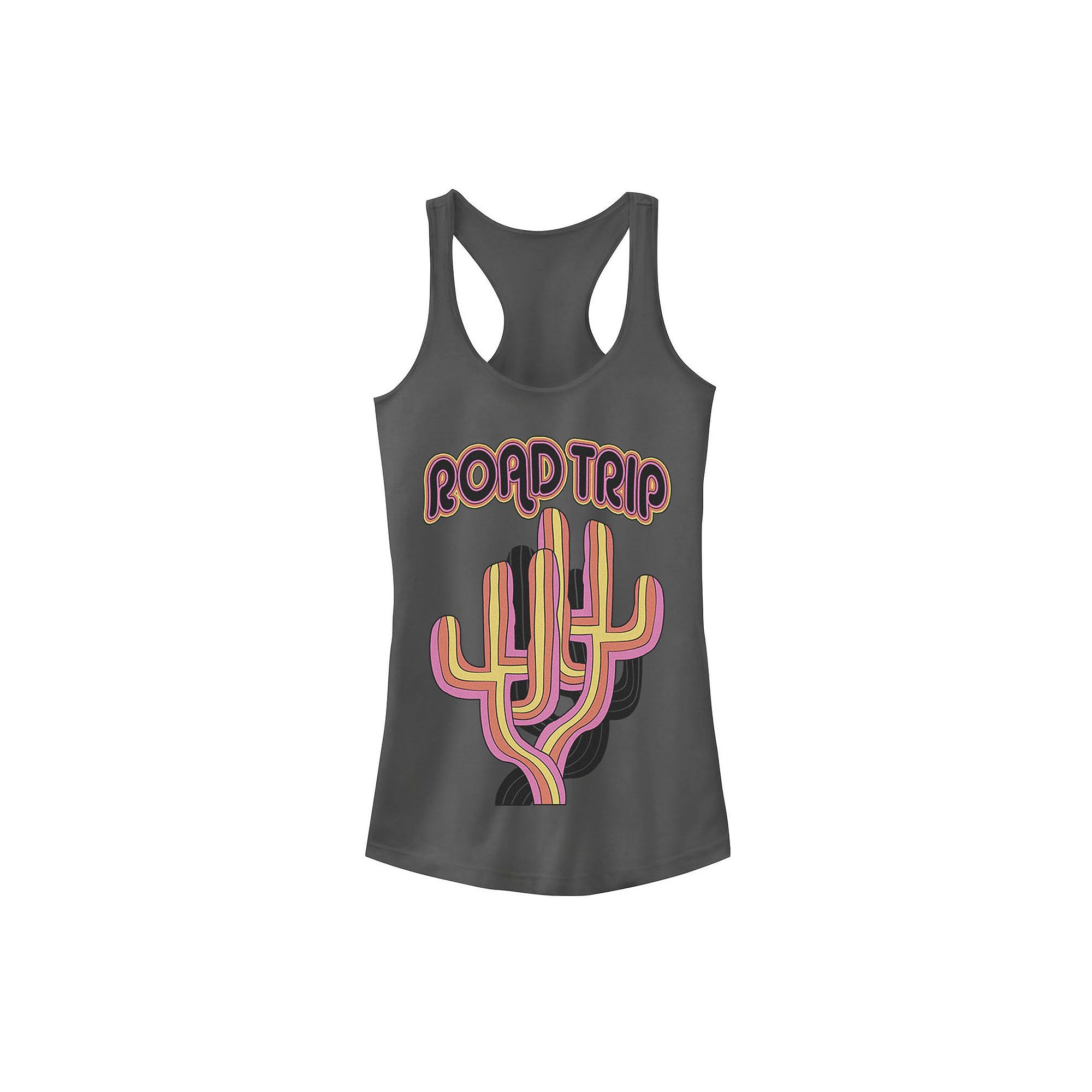 Juniors Road Trip Colorful Cacti Tank Top, Girls, Size: XS, Grey