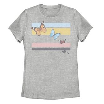 Juniors' Butterfly Colorblock Graphic Tee