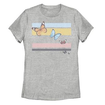 Juniors' Butterfly Colorblock Graphic Tee
