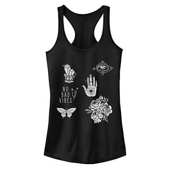 Juniors' "No Bad Vibes" Symbols Tank Top