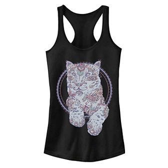 Juniors' Henna Snow Leopard Tank Top