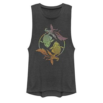 Juniors' Gradient Fish Circle Muscle Graphic Tank Top