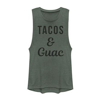 Juniors' "Tacos & Guac" Text Muscle Tank Top