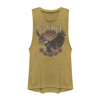 Juniors' "Wander" Floral Eagle Muscle Tank Top
