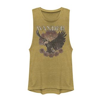 Juniors' "Wander" Floral Eagle Muscle Tank Top